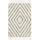 Madam Stoltz Badmat Cotton lines wit/ bruin 60x90cm