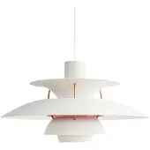 Louis Poulsen Design hanglamp PH 5 300, dimbaar, wit / opaal, Woon-/ Eetkamer, Aluminium, Design, hanglamp