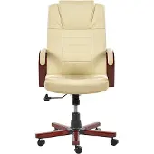 Beliani DIAMOND - Bureaustoel - Beige - Leer