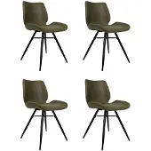 Bronx71 Industriële eetkamerstoel Barrel olijfgroen eco leer - Eetkamerstoelen set van 4.