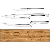 Deglon 3-delige messenset - Bourgondisch eikenhout - RVS - Elegant design - Inclusief messenblok