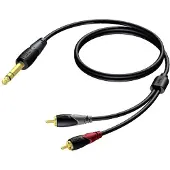Procab Jack naar tulp kabel - Jack 6,3 mm male naar 2x Tulp male - Stereo - P