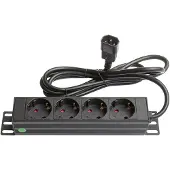 GOOD CONNECTIONS 10'' stekkerdoos - IEC C14 - 4x CEE 7/3 - zonder schakelaar / zwart - 1,8 meter