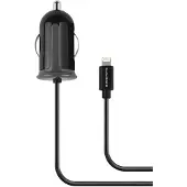 Mobiparts 8-pins Lightning autolader met vaste kabel - 2,4A / zwart - 1 meter