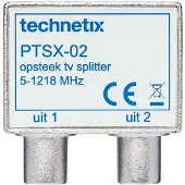 Technetix TV splitter PTSX-02 met 2 uitgangen - 3,8 dB / 5-1218 MHz
