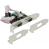 DeLOCK PCIe RS232 Kaart – Seriële Uitbreidingskaart – 2x 9‑pins SUB‑D – Low Profile – Dual Poort