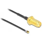 DeLOCK MHF 4L LK (v) - SMA (v) kabel - Micro Coax (1,37 mm) - 50 Ohm / zwart - 0,20 meter