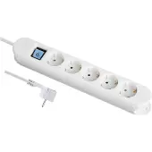 MaxTrack Stekkerdoos met 5 contacten, schakelaar en magneetbevestiging / wit - 3 meter