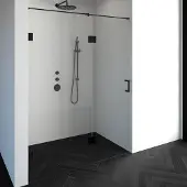 Brauer Void Nis Draaideur 2-delig 160x200cm Greep Zijkant - Mat Zwart - Veiligheidsglas - Douche, Douchedeuren - 8720359360137