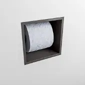 Mondiaz Easy Toiletrolhouder CUBE 160 solid surface 16x16cm kleur Dark grey. Geschikt voor op en inbouw.