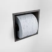 Mondiaz easy toiletrolhouder cube 160 solid surface 16x8,6 cm kleur dark grey. Geschikt voor op en inbouw.