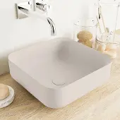 Mondiaz Binx Waskom - 36x36x13cm - vierkant - opbouw - Solid surface - Linen/Linen M49904LinenLinen