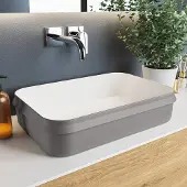 Mondiaz arvo waskom solid surface 55 cm kleur darkgrey /talc