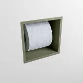 Mondiaz easy toiletrolhouder cube 160 solid surface 16x16 cm kleur army. Geschikt voor op en inbouw.