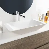 Mondiaz topi waskom solid surface 60 cm kleur linen /talc