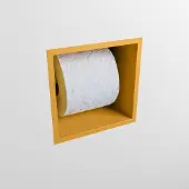 Mondiaz easy toiletrolhouder cube 160 solid surface 16x16 cm kleur ocher. Geschikt voor op en inbouw.