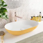 Mondiaz ONNI Waskom solid surface 55cm kleur Ocher / Talc