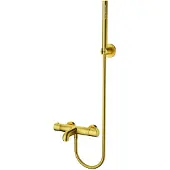 Aloni badarmatuur met thermostaat en handdouche, geborsteld goud