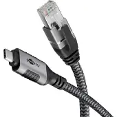 Goobay 70753 USB C 3.1/RJ45 CAT 6 Kabel 7,5 m grau, schwarz, 1 St.