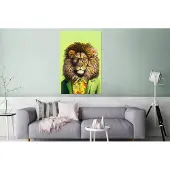 MuchoWow Wanddecoratie Metaal - Aluminium Schilderij Industrieel - Leeuw - Man - Dier - Bril - Bloemen - 120x180 cm - Dibond - Foto op aluminium - Industriële muurdecoratie - Voor de woonkamer/slaapkamer