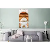 MuchoWow Wanddecoratie Metaal - Aluminium Schilderij Industrieel - Poort - Architectuur - Wit - Goud - 80x160 cm - Dibond - Foto op aluminium - Industriële muurdecoratie - Voor de woonkamer/slaapkamer