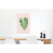 MuchoWow Wanddecoratie Metaal - Aluminium Schilderij Industrieel - Blad - Groen - Natuur - Roze - 40x60 cm - Dibond - Foto op aluminium - Industriële muurdecoratie - Voor de woonkamer/slaapkamer
