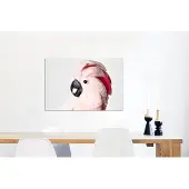 MuchoWow Wanddecoratie Metaal - Aluminium Schilderij Industrieel - Kaketoe - Roze - Dieren - Natuur - 90x60 cm - Dibond - Foto op aluminium - Industriële muurdecoratie - Voor de woonkamer/slaapkamer
