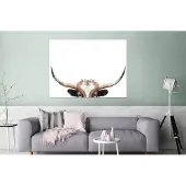 MuchoWow Wanddecoratie Metaal - Aluminium Schilderij Industrieel - Stier - Dieren - Hoorns - Natuur - 120x90 cm - Dibond - Foto op aluminium - Industriële muurdecoratie - Voor de woonkamer/slaapkamer