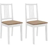 vidaXL Eetkamerstoelen met kussens 2 st massief hout wit