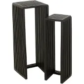 J-Line Set of 2 side tables cubic recycle teak black