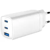 Gembird TA-UC-PDQC65-01-W 3-port 65 W GaN USB PowerDelivery fast charger. white