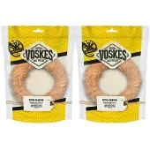 Voskes 2x Hondensnack Kauwring Runderhuid met Kip 19 cm