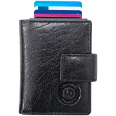 Figuretta Leren RFID Cardprotector Creditcardhouder met muntgeldvak - Zwart