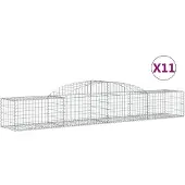 vidaXL Gabionen met hoge boog, 11 stuks, 300x50x40/60 cm, verzinkt staal