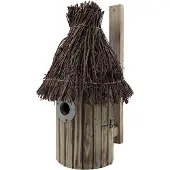 Garden Spirit Vogelhuisje Gevlamd Wilgentakken met Bevestigingslat - Rond- Nestkastje - - Grijs - 203117