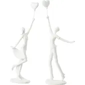 J-Line vrouw en man hart ballon poly assortment van 2 13.5x5.5x33cm