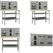 vidaXL Werkbank met drie wandpanelen