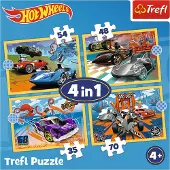Trefl puzzel Hot Wheels voertuigen - 4in1 kartonnen speelgoed.