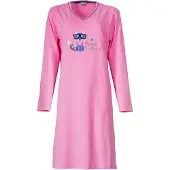 Irresistible Dames Nachthemd - V Hals - Lange Mouwen - Roze - Maat M