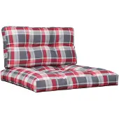 vidaXL Palletkussens 2 st stof ruitpatroon rood