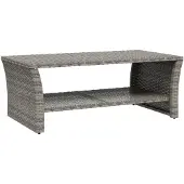 vidaXL Salontafel, grijs, 100x50x40 cm, polyrotan