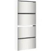 vidaXL Schoenenkast met spiegel 4-laags 63x17x134 cm hoogglans wit