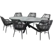AVH-Collectie Ohio Chianti dining tuinset 241x116xH74 cm 7 delig antraciet keramiek