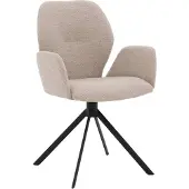 Goossens Eetkamerstoel Hera wit stof met armleuning, modern design