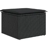 vidaXL Tuinkruk met kussen zwart 55x55x37 cm poly rattan