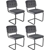 Kick Collection buisframe stoel Ivy donkergrijs - set van 4