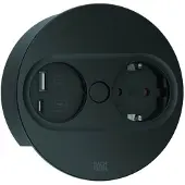 Bachmann Twist-aansluiting met 2 USB-poorten (A en C), stopcontactmodule, rond, met Schuko-stopcontacten, mat zwart