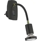 Eglo Stekker Wandlamp Parrini Schakelaar Flexibel Zwart Messing