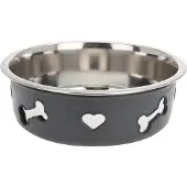 Dogs Collection drink- en voerbak Hart 21 cm rvs zilver