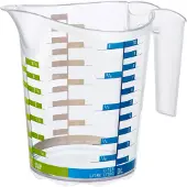 Rotho Domino maatbeker - 1 liter - Transparant met uitgebreide maataanduiding